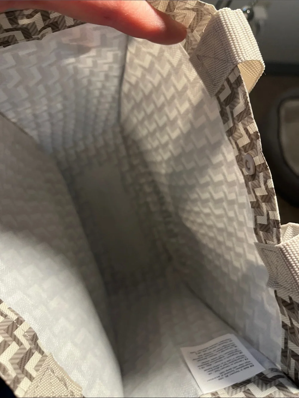 lululemon athletica Chevron-Patterned Tote in Light Gray & White